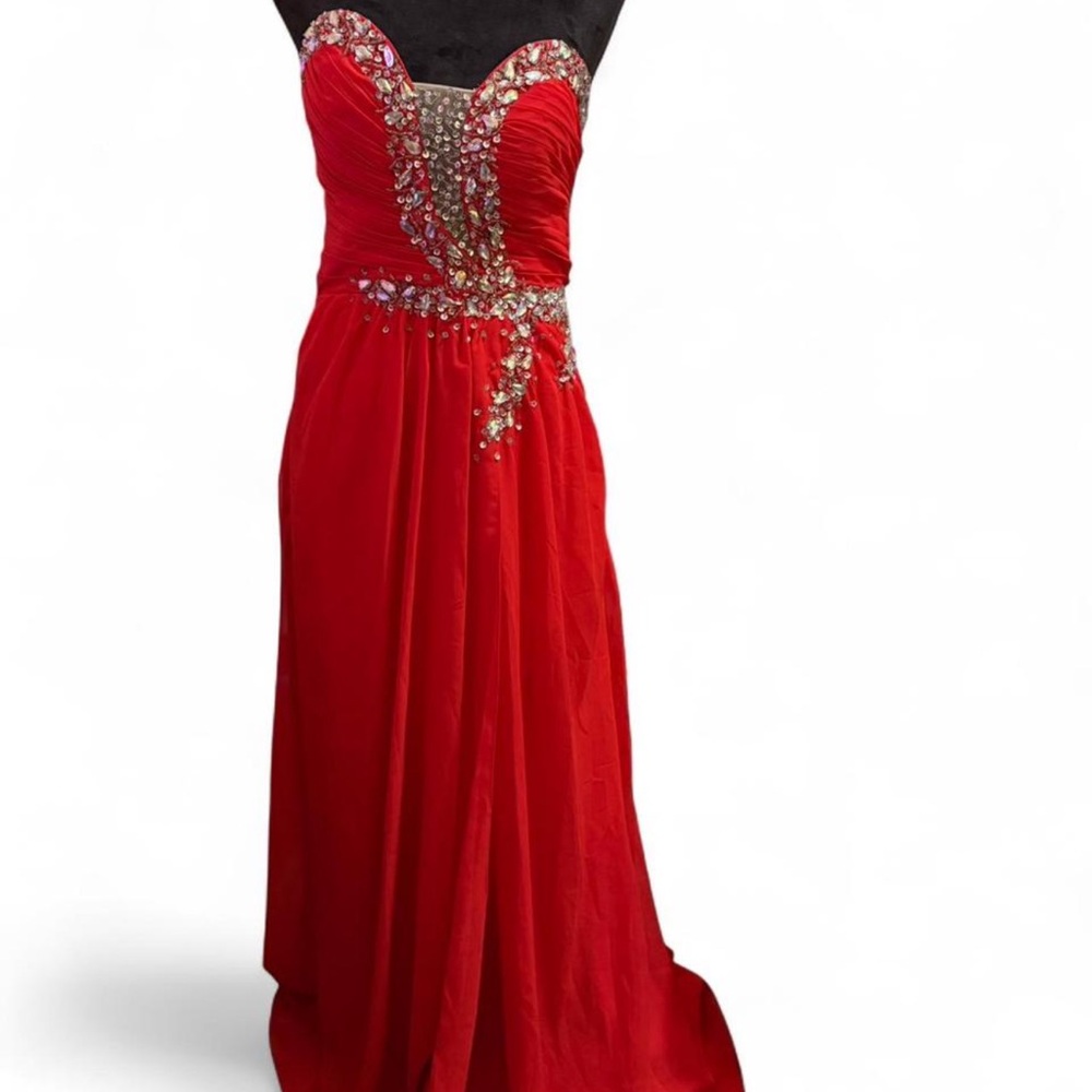Embellished Red Sweetheart Strapless Gown for Prom